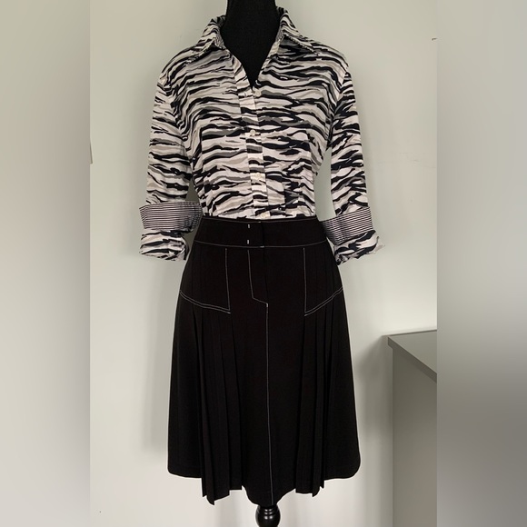 JONES NEW YORK COTTON BUTTON UP LONG SLEEVE SHIRT IN ZEBRA PRINT / PETITE LARGE - Picture 3 of 7